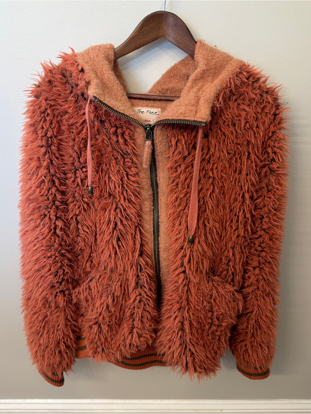 We The Free/Free People Shaggy Zip Jacket - Rust Orange XS/S